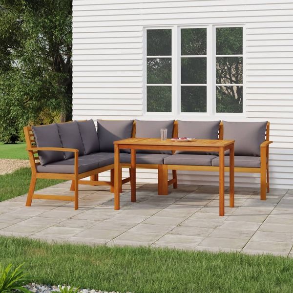 vidaXL 5-tlg. Garten-Essgruppe mit Kissen Massivholz Akazie 3154967
