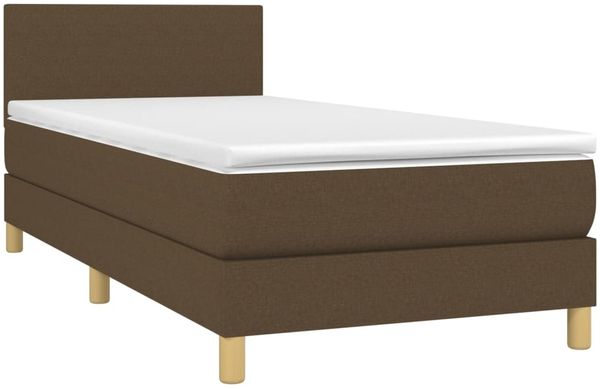 vidaXL Boxspringbett mit Matratze Stoff Dunkelbraun 80x200 cm, Härtegrad: H2 [3140412] Bild 3