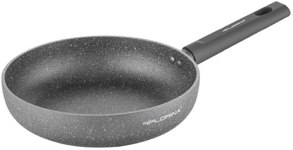 FLORINA - Bratpfanne aus Aluminium LAVA STONE I 24 cm Durchmesser I Tiefe Pfanne Induktion I Antihaftbeschichtet Universalpfanne I Geeignet für Induktionsherd, Gasherd und Elektroherd (Grau)