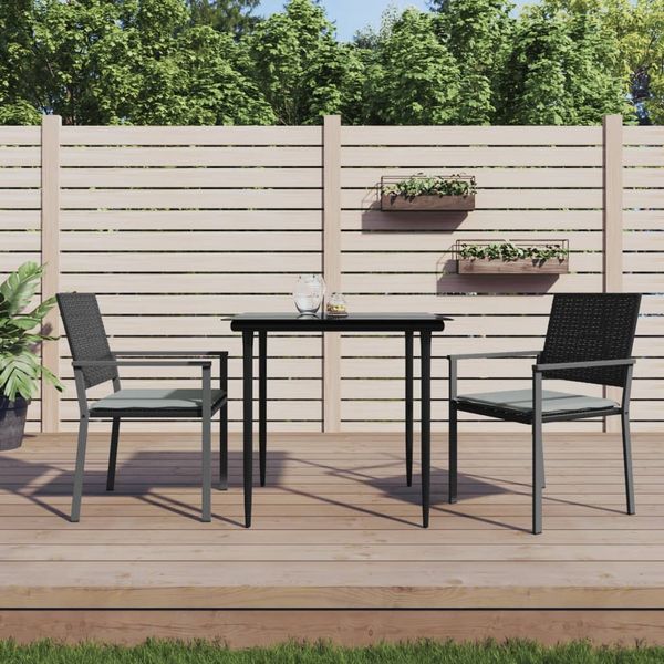 vidaXL Gartenstühle mit Kissen 2 Stk. Schwarz 54x62,5x89cm Poly Rattan 364097