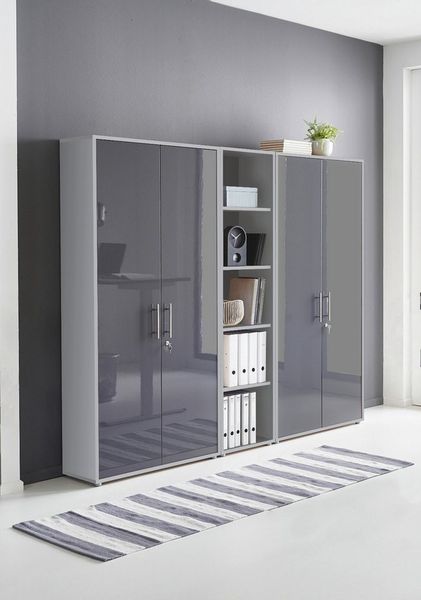 BMG Möbel Aktenschrank Büromöbel Office Edition 10 (Aktenschrank Regal Set, besteht aus 2x Aktenschrank und 1x Regal) mit viel Stauraum, abschließbar