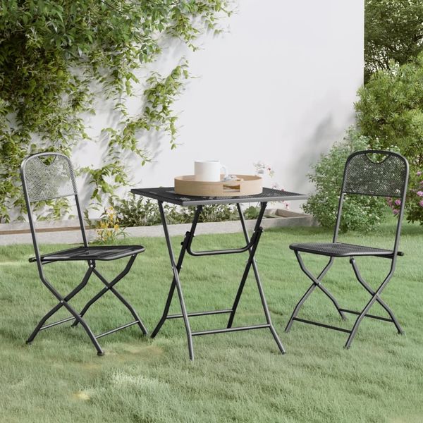 vidaXL 3-tlg. Garten-Essgruppe Streckmetall Anthrazit 3084715