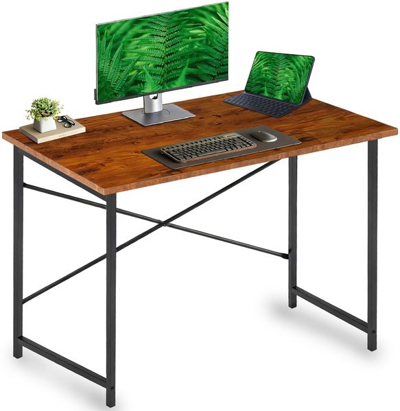 DUMOS Schreibtisch Computertisch Bürotisch mit Kopfhörer Halter und Aufbewahrungstasche Kleiner Schreibtisch Arbeitszimmer Holz PC Tisch Officetisch für Home Office