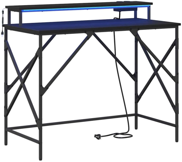 vidaXL Schreibtisch mit Regal Schwarz Eichen-Optik 100 x 50 x 86,5 cm 859395