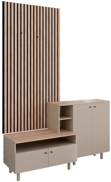 Garderobenset Elano Greige/Eiche 140 x 80 cm 2 Teile Vicco