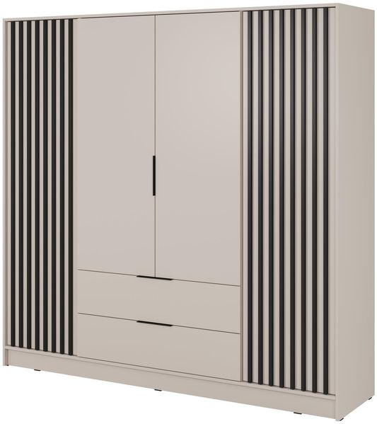 Bettso 'NELLY' Kleiderschrank mit Lamellen, Holzwerkstoff Kaschmir 200x51x206 cm