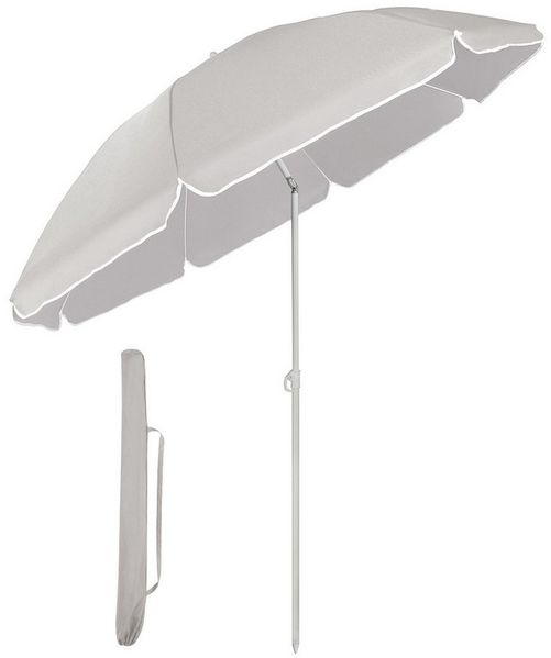 Sekey Sonnenschirm mit Schutzhülle, Neigungswinkel und Höhe verstellbar, Polyester graubeige, 160 cm