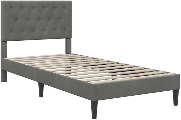 vidaXL Bettgestell mit Matratze Dunkelgrau 90 x 200 cm Samt 3415025 Bild 4