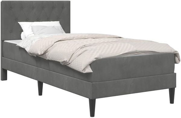 vidaXL Bettgestell mit Matratze Dunkelgrau 90 x 200 cm Samt 3415025 Bild 2