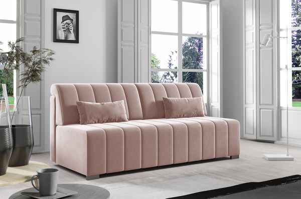 Schlafsofa NADIA, ausziehbare Polstercouch mit Schlaffunktion, Sofa mit Bettkasten, Bonnell-Federkern, inkl. Kissen, Soro 61, 85 x 94 x 198 cm