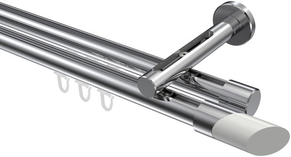 Innenlauf-Gardinenstangen-Set Siteno Verano 100 cm, 2-läufig, 20 mm Ø Chrom