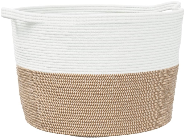 vidaXL Wäschekorb , Braun und Weiß, Ø60x36 cm