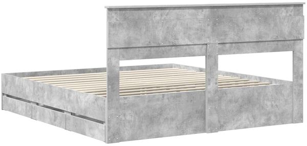 vidaXL Bettrahmen mit Kopfteil Beton Grau 200 x 200 cm Ingenieurs Holz 3409825 Bild 10