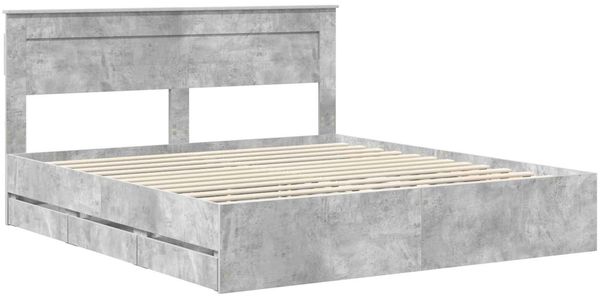 vidaXL Bettrahmen mit Kopfteil Beton Grau 200 x 200 cm Ingenieurs Holz 3409825 Bild 4