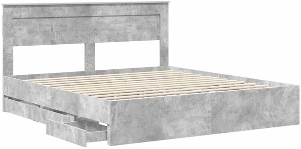 vidaXL Bettrahmen mit Kopfteil Beton Grau 200 x 200 cm Ingenieurs Holz 3409825 Bild 5