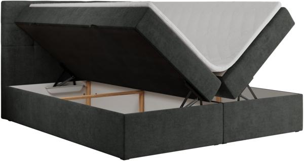 Boxspringbett, Doppelbett Matratze und Topper, Polsterbett - CENTOS - 140x200cm - Grau Velours - H3 Bild 4