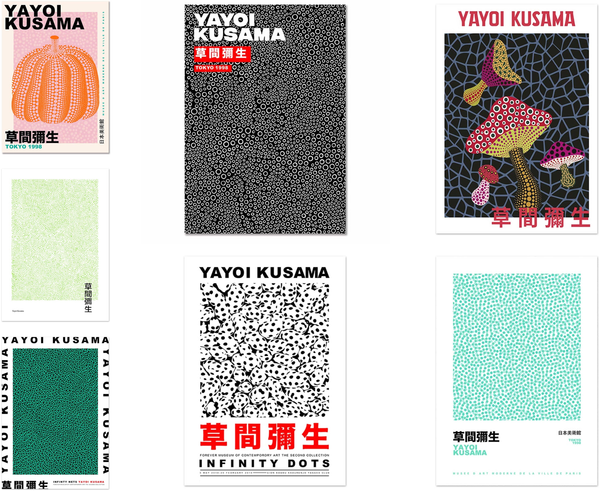 Poster Modern Yayoi Kusama Abstrakt Wandkunst| Bilder Wohnzimmer | Wandbilder Schlafzimmer | Deko Print ohne Rahmen | Bilder Kunstdruck - F / 50 x 70 cm