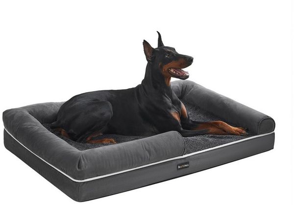 FEANDREA Hundebett Orthopädisches, Bezug abnehmbar und waschbar, rutschfeste, Hundekissen, Hundekorb, Hundesofa, erhöhte Ränder, 120 x 85 x 20 cm