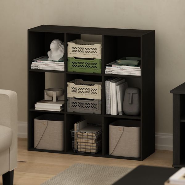 Furinno Pelli kubischer Aufbewahrungsschrank, 9 Würfel, Espresso