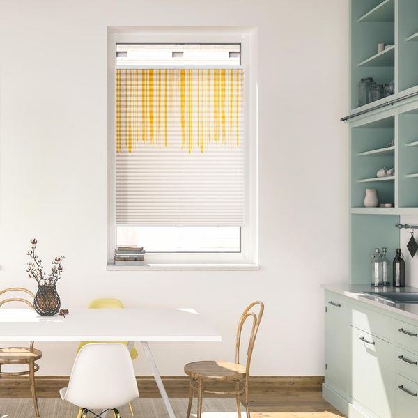 Lichtblick Design Plissee mit Motiv Flowing Honey, 1008 Tageslicht - Blickdicht; einfache Installation mit Klemmträgern; von beiden Seiten sichtbar, 130 x 90 x 2,5 cm