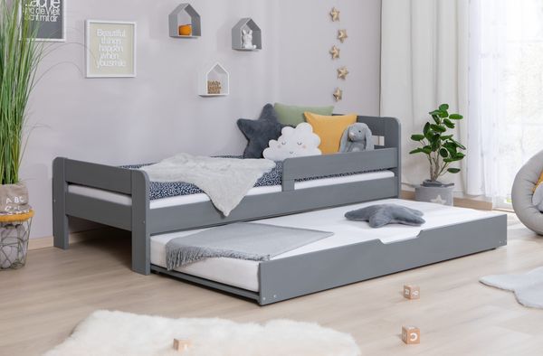 Einzelbett mit Rausfallschutz "Bennet" 100x200 Kiefer massiv
