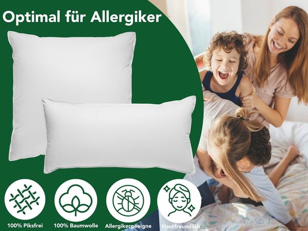 Dreamstar 3-Kammer-Kopfkissen Daunenkissen 40x80 & Daunenkopfkissen 80x80, entwickelt in Deutschland, Füllung: weiße, neue Daunen & Federn Klasse I, 60% Daunen/ 40% Federn (Außen), 100% Federn (Innen), Bezug: 100% Baumwolle, Rückenschläfer, Seitenschlä...