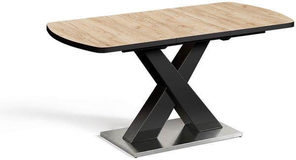 Esstisch Chinto Schwarz/Eiche rustikal 120 x 80 cm ausziehbar Vicco
