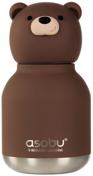 ASOBU Trinkflasche Isolierte Trinkflasche Mini Bestie 200 ml Strohhalm Schlüsselring