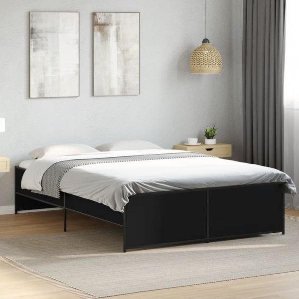 vidaXL Bettgestell Schwarz 135x190 cm Holzwerkstoff und Metall 3279902