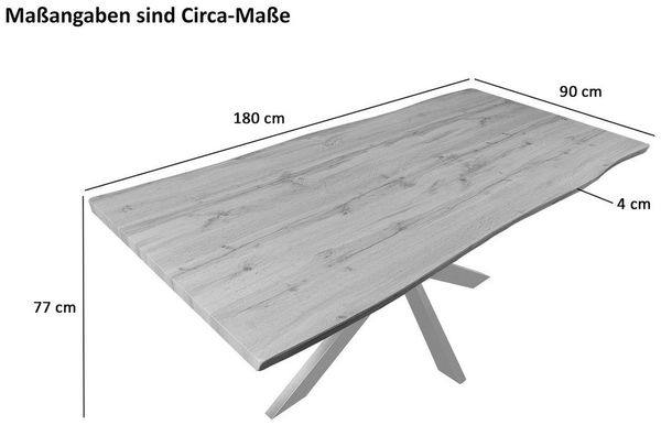 SAM® Esstisch TorbenS, verschiedene Holz-Optiken, Spider-Metallgestell, Baumkante