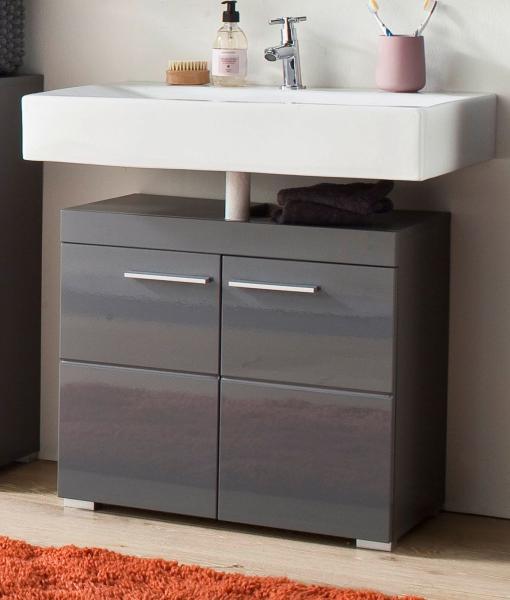 Trendteam 'Amanda' Waschbeckenunterschrank, Hochglanz, 56 x 34 x 60 cm, Grau