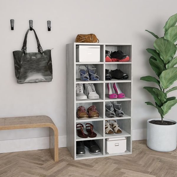 vidaXL Schuhregal Betongrau 54x34x100,5 cm Holzwerkstoff 800400