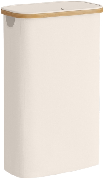 Bellamio 'Tolt' Wäschesammler aus Stoff mit Bambus, mit Deckel, 65L, ein Fach, mit herausnehmbaren und waschbarem Wäschesack, zusammenklappbar, beige Bild 10