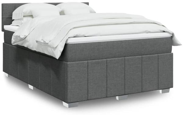 vidaXL Boxspringbett mit Matratze Dunkelgrau 140x200 cm Stoff 3289392