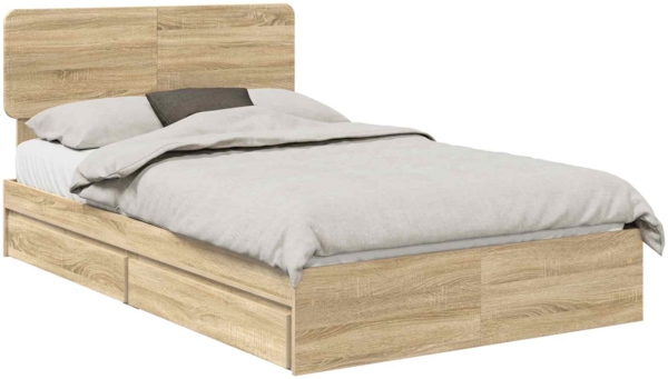 vidaXL Aufbewahrungsbett Sonoma-Eiche 135 x 190 cm Holzwerkstoff 3412285