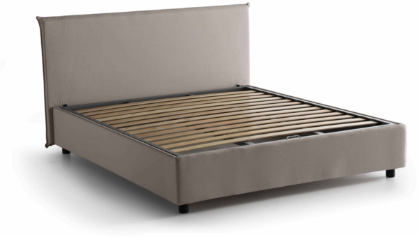 Dmora Doppelbett Ariadni, Bettkasten mit Stoffbezug, 100 % Made in Italy, Öffnung vorne, inklusive Matratze 160 x 200 cm, Taupe Bild 9