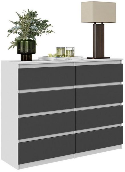 Furnica Schubkastenkommode grifflose Schubladenkommode Weiß Matt H92cm B120cm T33cm Bild 5