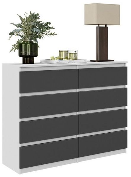 Furnica Schubkastenkommode grifflose Schubladenkommode Weiß Matt H92cm B120cm T33cm Bild 4