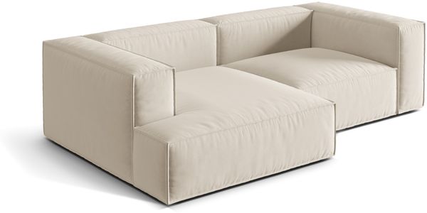 Micadoni Ecksofa Nuria 3-Sitzer Links Samt Beige Bild 3