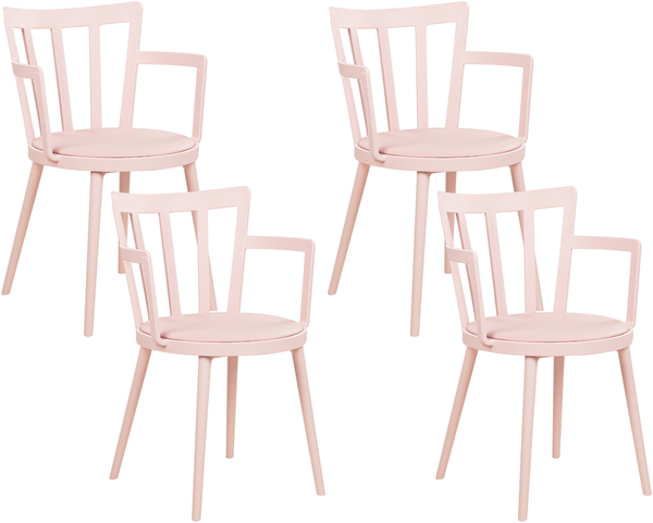 Esszimmerstuhl 4er Set 'MORILL', Kunststoff, pastellrosa