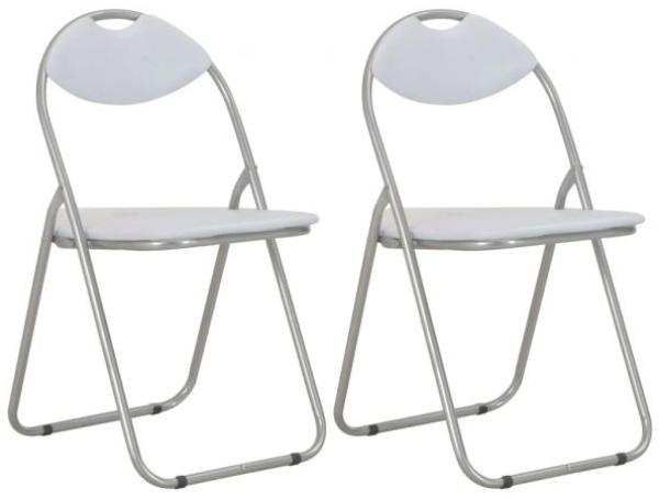 vidaXL Klappbare Esszimmerstühle 2 Stk. Weiß Kunstleder 284408