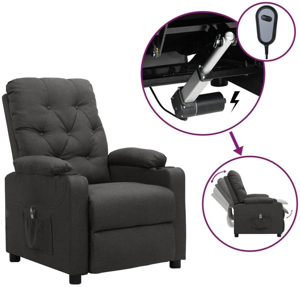 vidaXL Relaxsessel Elektrisch Dunkelgrau Stoff 3098840