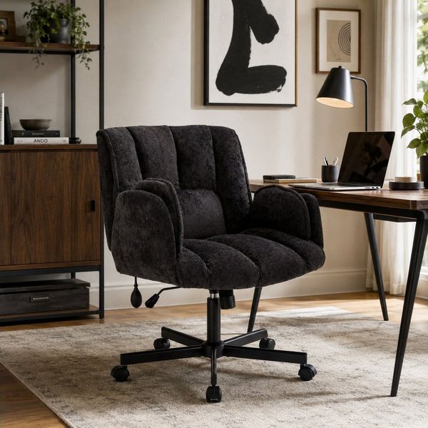 Leawin Drehstuhl Bürostuhl ergonomisch mit Rollen klappbaren Armlehnen, Breiter Schreibtischstuhl mit Air-Lordosenstütze, 150 kg