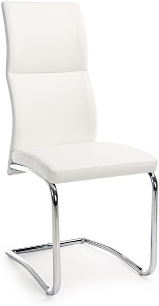 Esszimmerstuhl Thelma 4er-Set, Kunstleder gepolstert, klassisch, Weiß, Freischwinger-Gestell