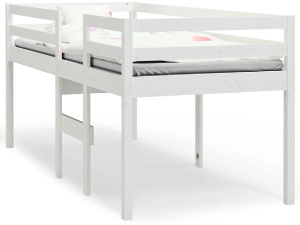 vidaXL Hochbett Weiß 90x200 cm Massivholz Kiefer 821605 Bild 2