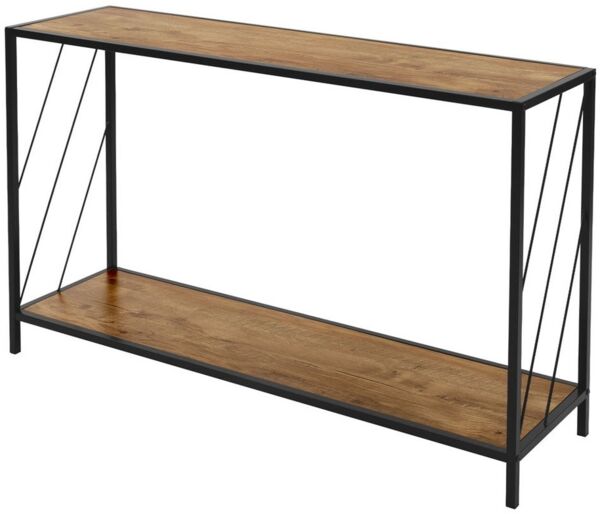 ML-DESIGN Konsolentisch Flurtisch Eingangstisch Schmaler Couchtisch Beistelltisch für Eingang, Braun-Eiche-Rustikal 120x33,5x75cm aus Holz Stahlgestell & Ablagen