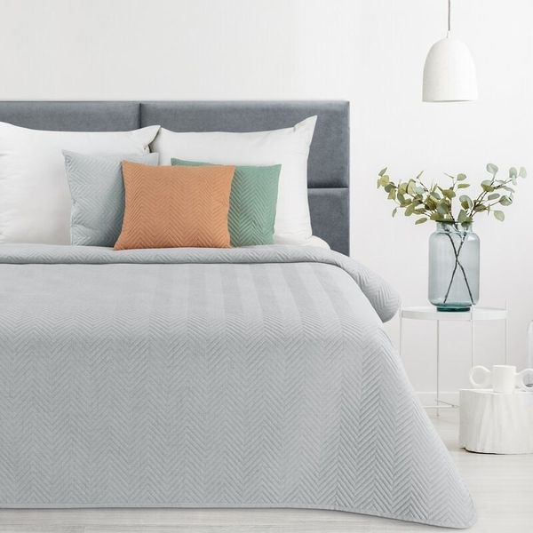 Tagesdecke Decke Lein-Optik 3 silber 220x200 cm