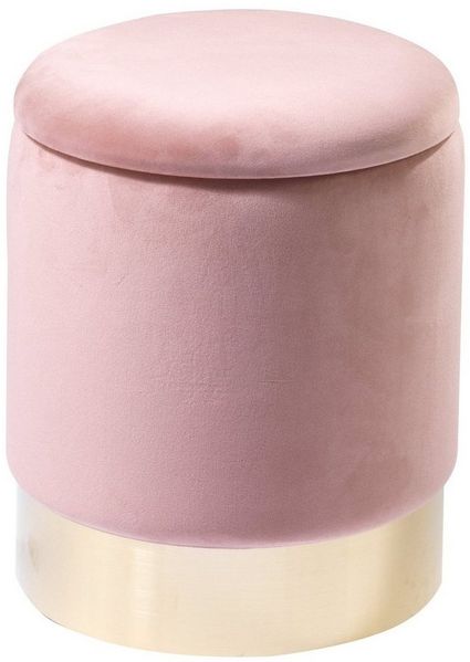 Home4You Sitzhocker, Ø 31 cm, Rosa, Samtbezug, mit abnehmbarem Deckel