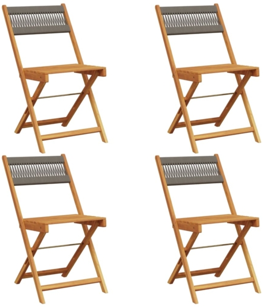 vidaXL Gartenstühle 4 Stk. Klappbar Grau Massivholz Akazie 3214604
