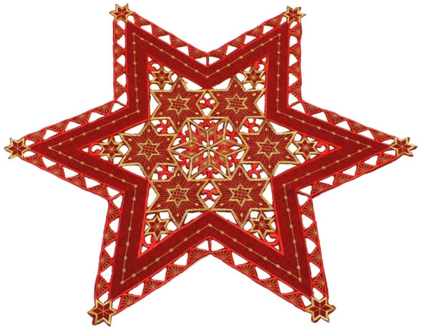 Haus und Deko Tischdecke Sterne Weihnachten Deckchen Advent bestickt Untersetzer Mitteldecke (1-tlg) Bild 3